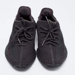 مملوكة مسبقًا Yeezy x Adidas Black Knit Fabric Boost 350 V2 Static Black Sneakers Size 44