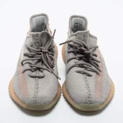 Pre Owned Yeezy x Adidas Grey Knit Fabric Boost 350 V2 True Form Sneakers Size 43 1/3