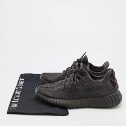 Pre Owned Yeezy x Adidas Black Knit Fabric Boost 350 V2 Static Black Sneakers Size 36 2/3