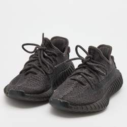 Pre Owned Yeezy x Adidas Black Knit Fabric Boost 350 V2 Static Black Sneakers Size 36 2/3