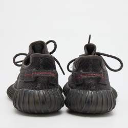 Pre Owned Yeezy x Adidas Black Knit Fabric Boost 350 V2 Static Black Sneakers Size 36 2/3