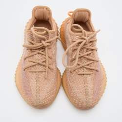 Pre Owned Yeezy x Adidas Orange Knit Fabric Boost 350 V2 Clay Sneakers Size 36 2/3