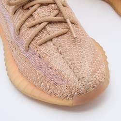 Pre Owned Yeezy x Adidas Orange Knit Fabric Boost 350 V2 Clay Sneakers Size 36 2/3