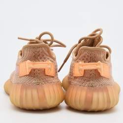 Pre Owned Yeezy x Adidas Orange Knit Fabric Boost 350 V2 Clay Sneakers Size 36 2/3