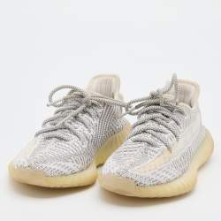 مملوكة مسبقًا Yeezy x Adidas White/Grey Knit Fabric Boost 350 V2 Static Sneakers Size 36 2/3