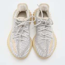 مملوكة مسبقًا Yeezy x Adidas White/Grey Knit Fabric Boost 350 V2 Static Sneakers Size 36 2/3
