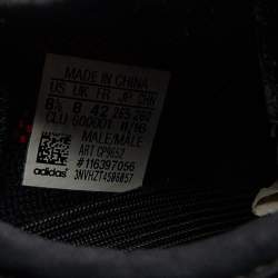 Pre Owned Yeezy x Adidas Black/Red Knit Fabric Boost 350 V2 Bred Sneakers Size 42