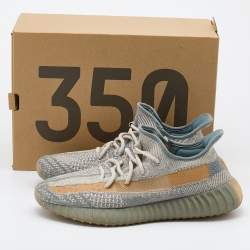 Pre Owned Yeezy x Adidas Blue/White Knit Fabric Boost 350 Israfil Sneakers Size 44 2/3