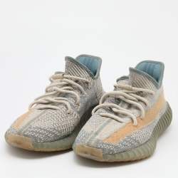 Pre Owned Yeezy x Adidas Blue/White Knit Fabric Boost 350 Israfil Sneakers Size 44 2/3