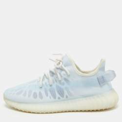 Pre Owned Yeezy x Adidas Light Blue Mesh Boost 350 V2 Mono Ice Sneakers Size 45 1/3