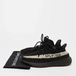 Pre Owned Yeezy x Adidas Black Knit Fabric Boost 350 V2 Oreo Sneakers Size 42