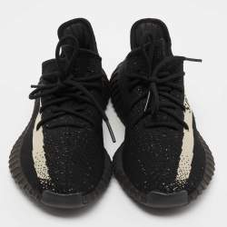 Pre Owned Yeezy x Adidas Black Knit Fabric Boost 350 V2 Oreo Sneakers Size 42