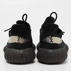 Pre Owned Yeezy x Adidas Black Knit Fabric Boost 350 V2 Oreo Sneakers Size 42