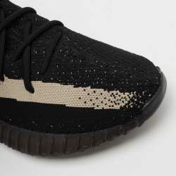 Pre Owned Yeezy x Adidas Black Knit Fabric Boost 350 V2 Oreo Sneakers Size 42