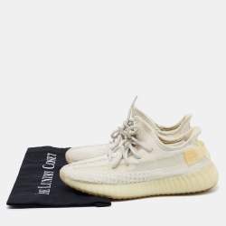 Pre Owned Yeezy x Adidas White Knit Fabric Boost 350 V2 Light Sneakers Size 37 1/3