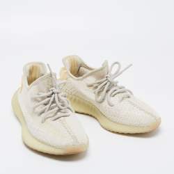 Pre Owned Yeezy x Adidas White Knit Fabric Boost 350 V2 Light Sneakers Size 37 1/3