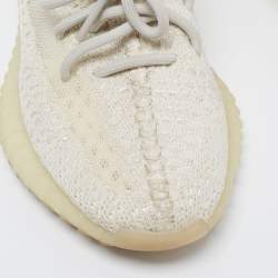 Pre Owned Yeezy x Adidas White Knit Fabric Boost 350 V2 Light Sneakers Size 37 1/3
