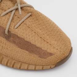 Pre Owned Yeezy x Adidas Brown Knit Fabric Boost 350 V2 Earth Sneakers Size 48