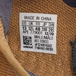 Pre Owned Yeezy x Adidas Brown Knit Fabric Boost 350 V2 Earth Sneakers Size 48