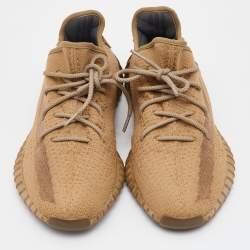 Pre Owned Yeezy x Adidas Brown Knit Fabric Boost 350 V2 Earth Sneakers Size 48