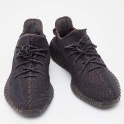 Pre Owned Yeezy x Adidas Black Knit Fabric Boost 350 V2 Sneakers Size 48
