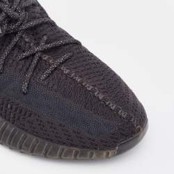 Pre Owned Yeezy x Adidas Black Knit Fabric Boost 350 V2 Sneakers Size 48