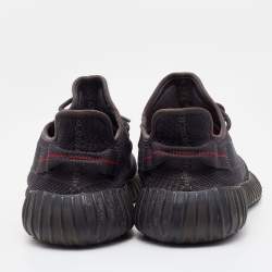 Pre Owned Yeezy x Adidas Black Knit Fabric Boost 350 V2 Sneakers Size 48