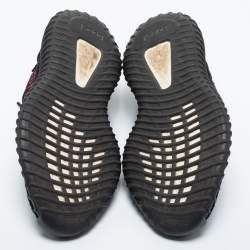 Pre Owned Yeezy x Adidas Black/Red Knit Fabric Boost 350 V2 Bred Sneakers Size 38