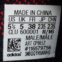 Pre Owned Yeezy x Adidas Black/Red Knit Fabric Boost 350 V2 Bred Sneakers Size 38