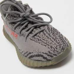 Pre Owned Yeezy x Adidas Grey Knit Fabric Boost 350 V2 Beluga 2.0 Sneakers Size 38
