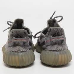 Pre Owned Yeezy x Adidas Grey Knit Fabric Boost 350 V2 Beluga 2.0 Sneakers Size 38
