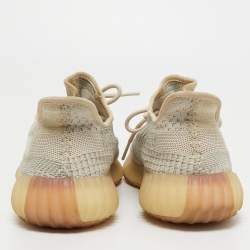 Yeezy x Adidas Beige/Grey Knit Fabric Boost 350 V2 Citrin Sneakers Size 42 2/3