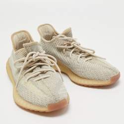 Yeezy x Adidas Beige/Grey Knit Fabric Boost 350 V2 Citrin Sneakers Size 42 2/3