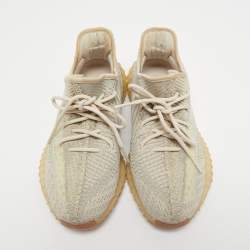 Yeezy x Adidas Beige/Grey Knit Fabric Boost 350 V2 Citrin Sneakers Size 42 2/3