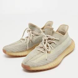 Yeezy x Adidas Beige/Grey Knit Fabric Boost 350 V2 Citrin Sneakers Size 42 2/3
