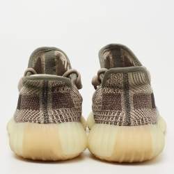Pre Owned Yeezy x Adidas Beige/Brown Knit Fabric Boost 350 V2 Zyon Sneakers Size 42 2/3