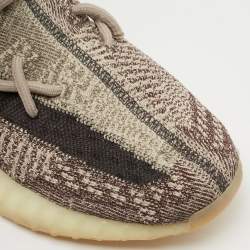 Pre Owned Yeezy x Adidas Beige/Brown Knit Fabric Boost 350 V2 Zyon Sneakers Size 42 2/3