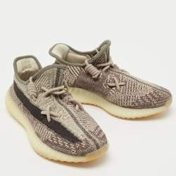 Pre Owned Yeezy x Adidas Beige/Brown Knit Fabric Boost 350 V2 Zyon Sneakers Size 42 2/3