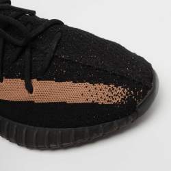 Pre Owned Yeezy x Adidas Black Knit Fabric Boost 350 V2 Copper Sneakers Size 44