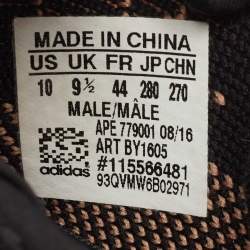 Pre Owned Yeezy x Adidas Black Knit Fabric Boost 350 V2 Copper Sneakers Size 44