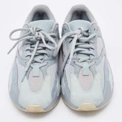 Pre Owned Yeezy x Adidas Grey/Blue Suede and Mesh Boost 700 V2 Inertia Sneakers Size 39 1/3