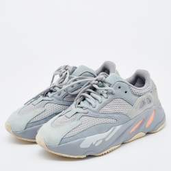 Pre Owned Yeezy x Adidas Grey/Blue Suede and Mesh Boost 700 V2 Inertia Sneakers Size 39 1/3