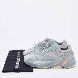 Pre Owned Yeezy x Adidas Grey/Blue Suede and Mesh Boost 700 V2 Inertia Sneakers Size 39 1/3