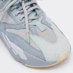 Pre Owned Yeezy x Adidas Grey/Blue Suede and Mesh Boost 700 V2 Inertia Sneakers Size 39 1/3