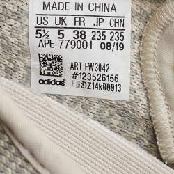 Pre Owned Yeezy x Adidas Beige/Grey Knit Fabric Boost 350 V2 Citrin Sneakers Size 38