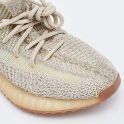 Pre Owned Yeezy x Adidas Beige/Grey Knit Fabric Boost 350 V2 Citrin Sneakers Size 38