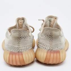 Pre Owned Yeezy x Adidas Beige/Grey Knit Fabric Boost 350 V2 Citrin Sneakers Size 38