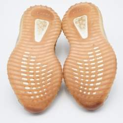 Pre Owned Yeezy x Adidas Beige/Grey Knit Fabric Boost 350 V2 Citrin Sneakers Size 38