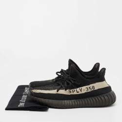 Pre Owned Yeezy x Adidas Black Knit Fabric Boost 350 V2 Oreo Sneakers Size 44