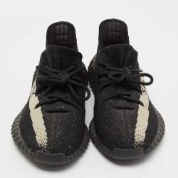Pre Owned Yeezy x Adidas Black Knit Fabric Boost 350 V2 Oreo Sneakers Size 44